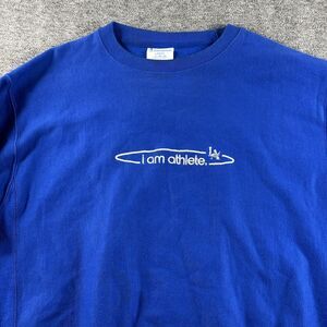 Champion Mens Sz L Reverse Weave Blue Sweatshirt LA I Am Athlete Logo Crew Neck